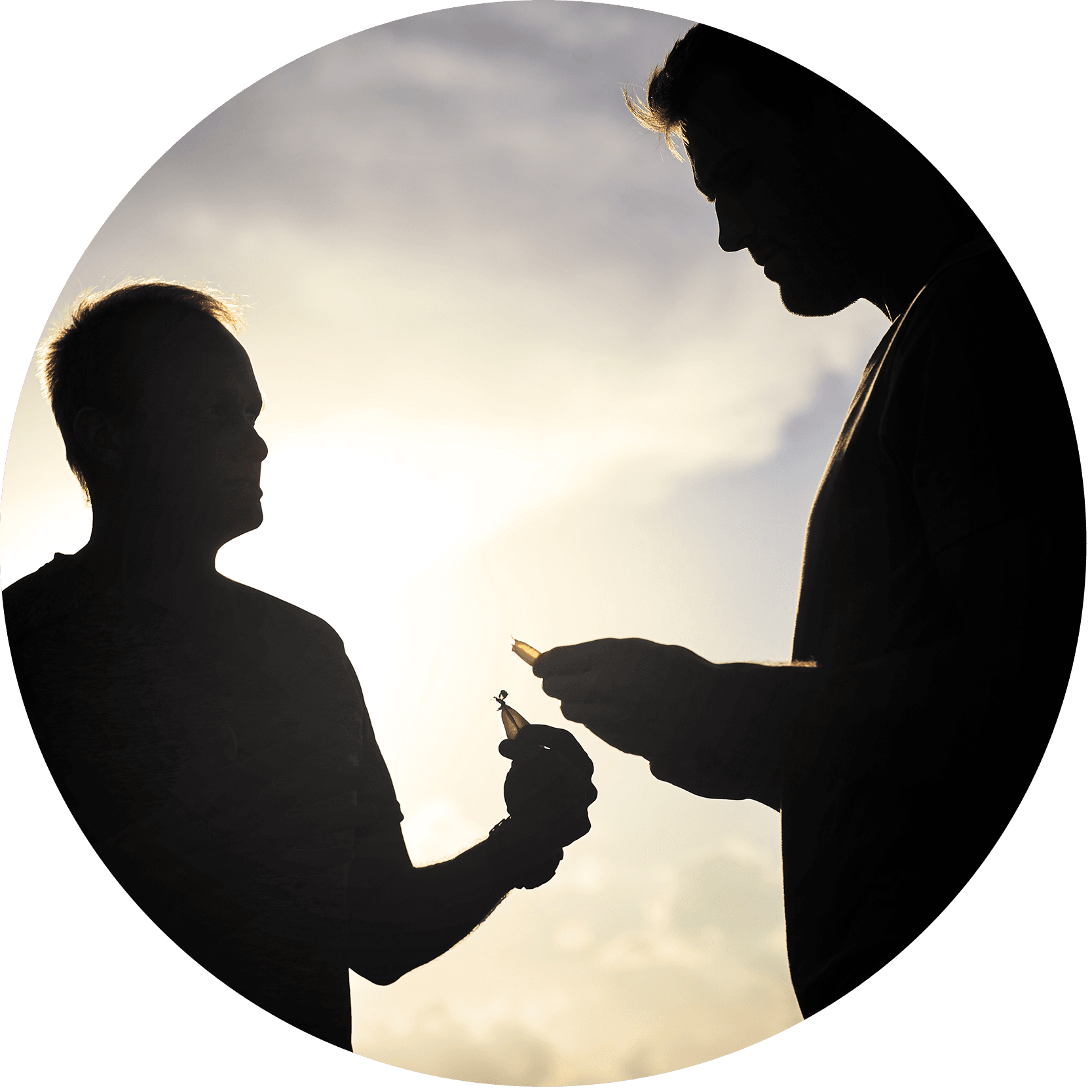 two farmer silohettes discussing the puris growers program
